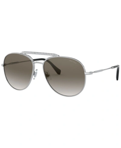 Shop Miu Miu Women's Sunglasses In Silver/gradient Grey Mirror Silver