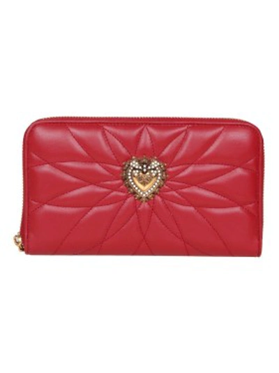 Shop Dolce & Gabbana Devotion Wallet In Matelasse Nappa In Red