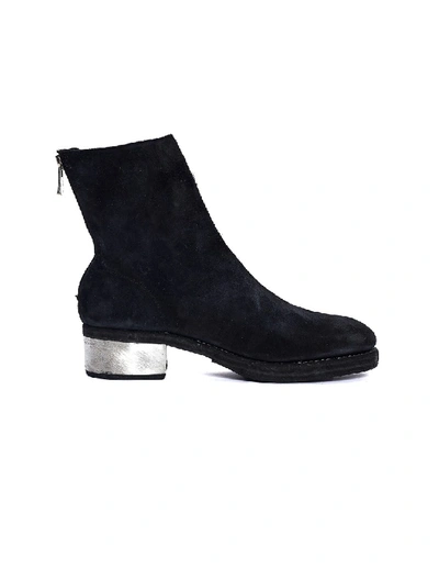 Shop Guidi Black Suede Metallic Heel Boots