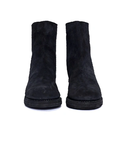 Shop Guidi Black Suede Metallic Heel Boots