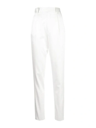 Shop Saint Laurent White High-waisted Trousers In Red