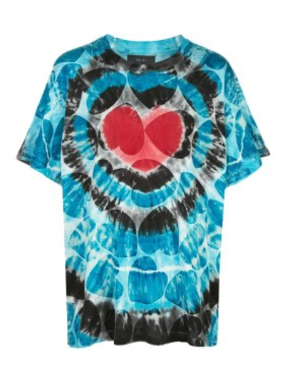 Shop Amiri Blue Men's Blue Tie-dye Print T-shirt In Black