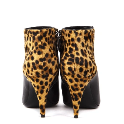 Shop Saint Laurent Kiki Black & Leopard Leather & Suede Ankle Boot
