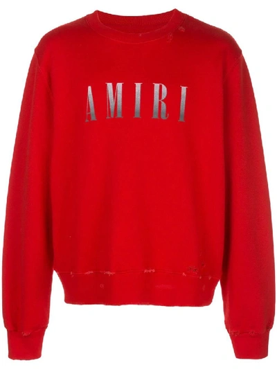 Shop Amiri Red Men's Contrasting Logo Sweatshirt