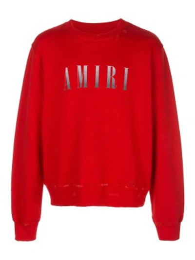 Shop Amiri Red Men's Contrasting Logo Sweatshirt