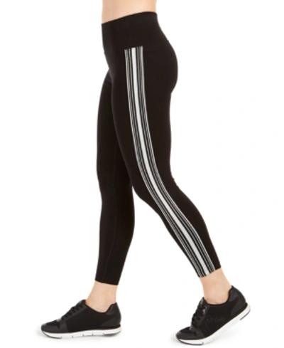 Shop Calvin Klein Performance Striped Leggings In Silver Combo