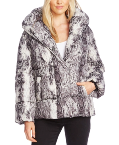 Shop Vince Camuto Printed Puffer Jacket In Rich Black