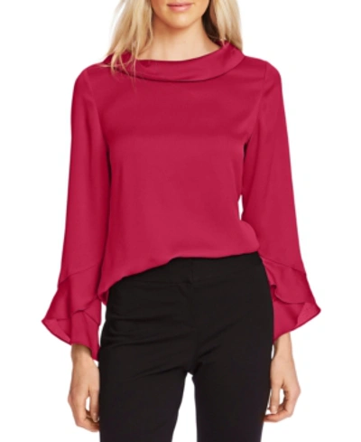 Shop Vince Camuto Collared Flutter-cuff Top In Magenta