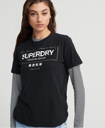 Shop Superdry Mono Premium Brand Oversized T-shirt In Black