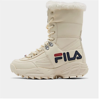 Shop Fila Women's Disruptor Shearling Boots In White