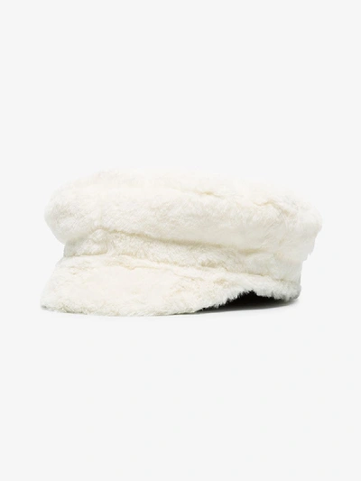 Shop Ruslan Baginskiy White Faux Fur Baker Boy Hat