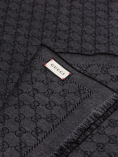 Shop Gucci Black Gg Logo Wool Scarf