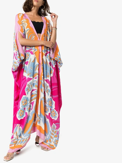 Shop Emilio Pucci Womens Pink Floral Kaftan Maxi Dress