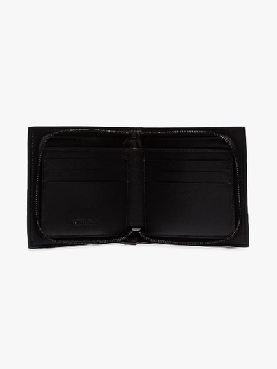 Shop Bottega Veneta Black Woven Leather Card Holder