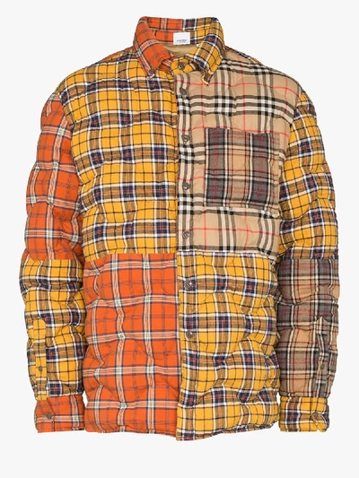 Burberry Patchwork Vintage Check Quilted Flannel Overshirt In Yellow |  ModeSens
