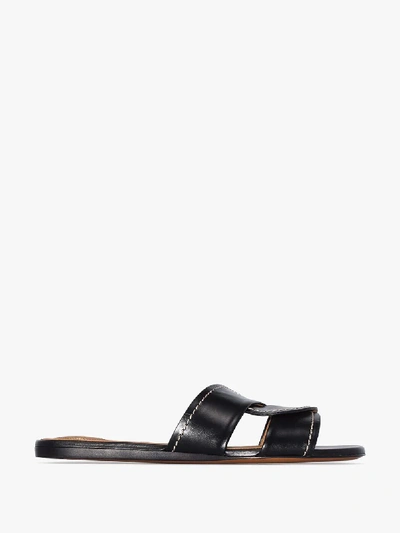 Shop Chloé Black Twist Strap Leather Sandals