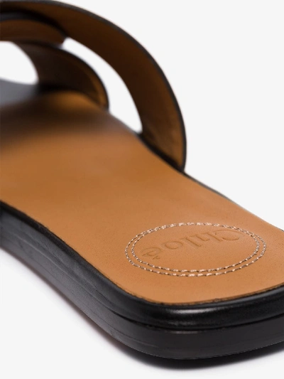 Shop Chloé Black Twist Strap Leather Sandals