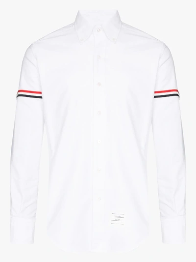 Shop Thom Browne Mens White Striped Armband Shirt
