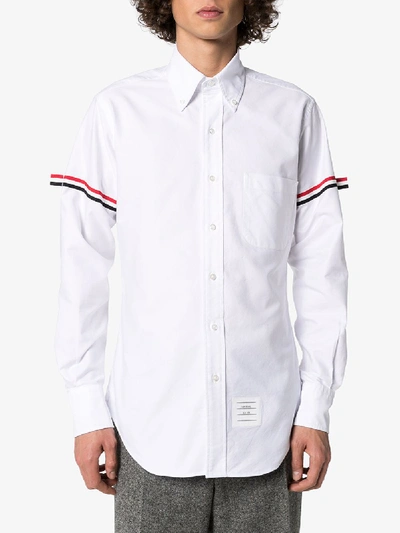 Shop Thom Browne Mens White Striped Armband Shirt