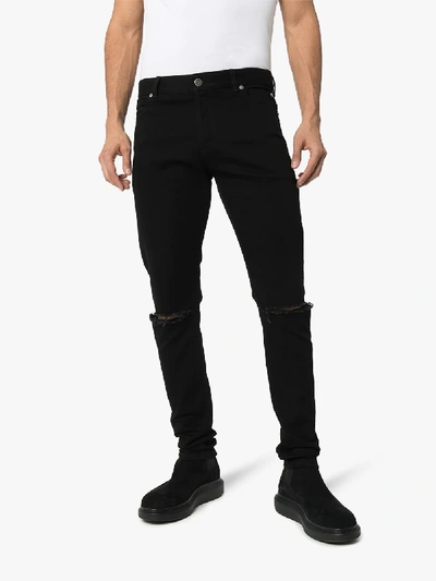 Shop Balmain Distressed Slim Leg Jeans In Black