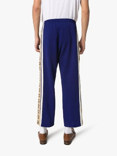 Shop Gucci Jersey Cropped Track Bottoms In Blue