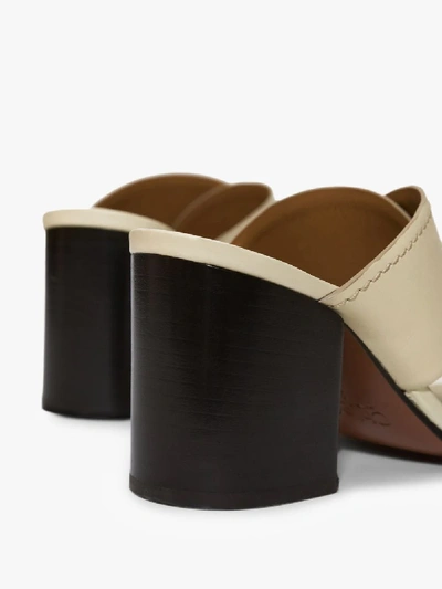 Shop Chloé Beige 70 Crossover Leather Mules In Neutrals