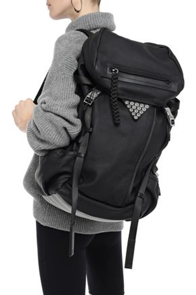 Shop Alexander Wang Snap-embellished Textured-leather Backpack In Black