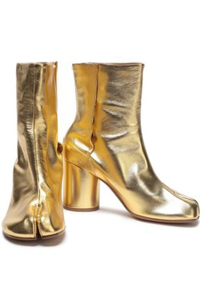 Shop Maison Margiela Woman Tabi Split-toe Metallic Leather Ankle Boots Gold