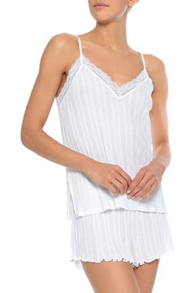 Shop Skin Ribbed Pima Cotton-jersey Pajama Shorts In White