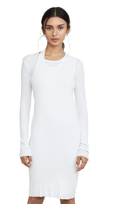 Shop Helmut Lang Double Long Sleeve Dress In White