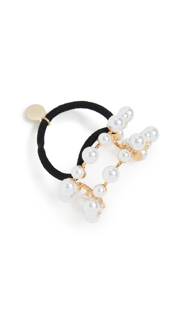 Lelet Ny Gold Plated Faux Pearl Hair Tie In Silver Modesens