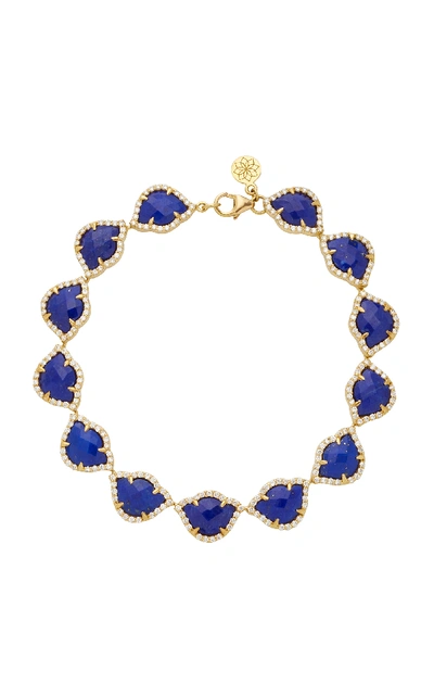 Shop Amrapali Nalika Lotus Link 18k Gold, Lapis And Diamond Bracelet In Blue
