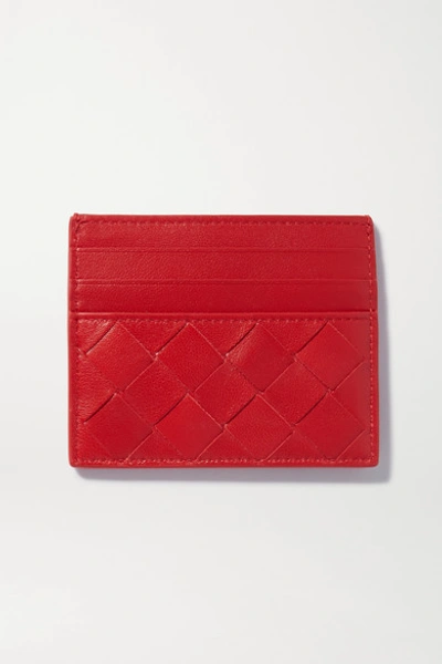 Shop Bottega Veneta Intrecciato Leather Cardholder In Red