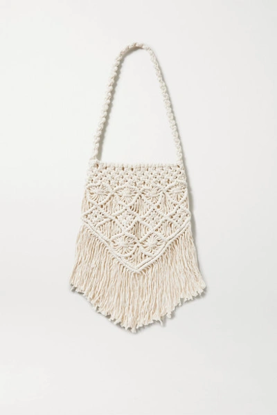 Shop Nannacay Net Sustain Fringed Macramé Tote In Ivory