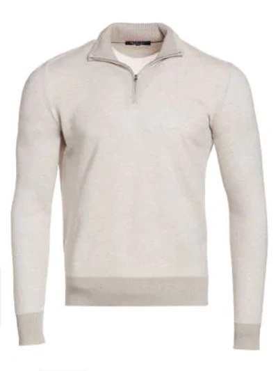 Shop Loro Piana Men's Roadster Cashmere Half Zip Sweater In Pearl