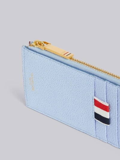 Shop Thom Browne Light Blue Pebbled Half-zip Around Wallet