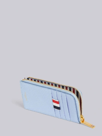 Shop Thom Browne Light Blue Pebbled Half-zip Around Wallet