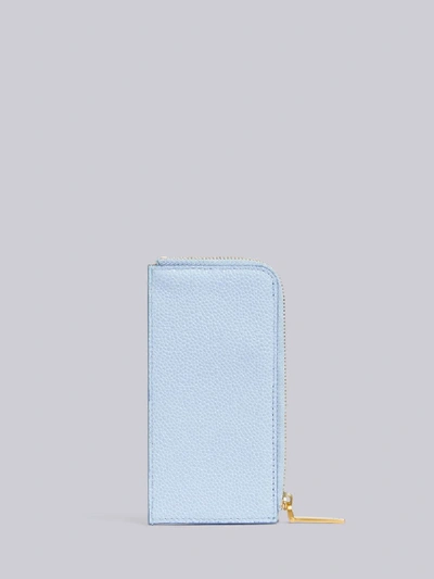 Shop Thom Browne Light Blue Pebbled Half-zip Around Wallet