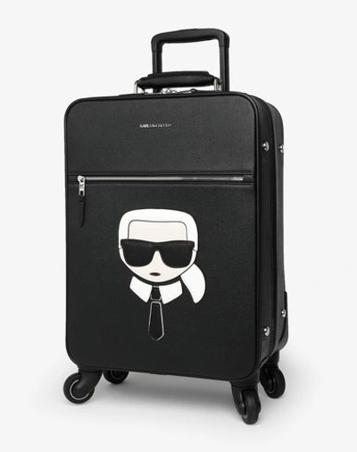 Shop Karl Lagerfeld Wheeled Luggage In Black