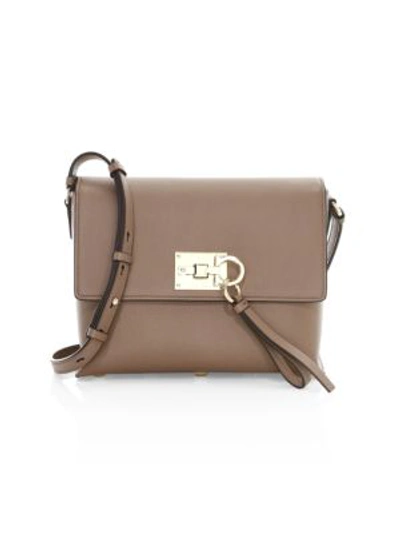 Shop Ferragamo Women's Small Studio Leather Crossbody Bag In Caraway Seed