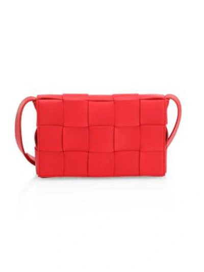 Shop Bottega Veneta Women's Cassette Leather Crossbody Bag In Bright Red