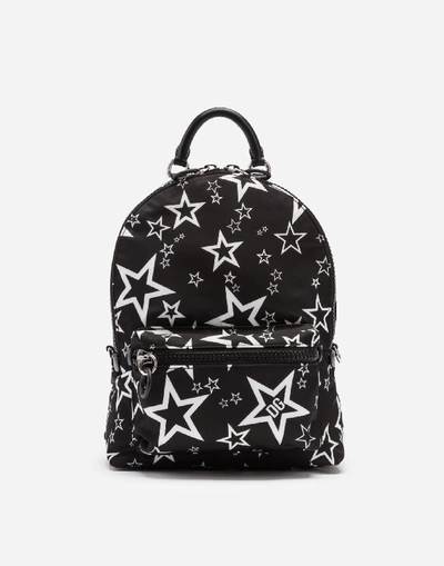 Shop Dolce & Gabbana Mixed Star Print Nylon Vulcano Backpack In Black