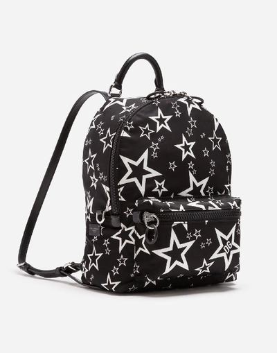 Shop Dolce & Gabbana Mixed Star Print Nylon Vulcano Backpack In Black