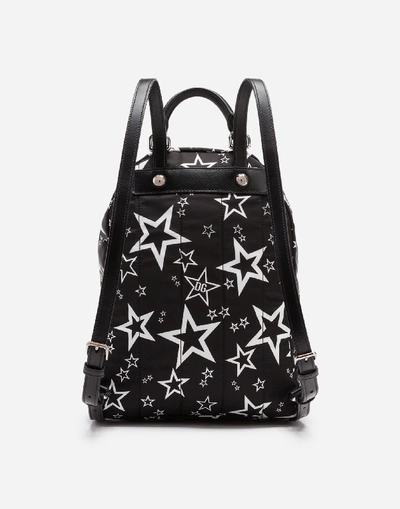 Shop Dolce & Gabbana Mixed Star Print Nylon Vulcano Backpack In Black