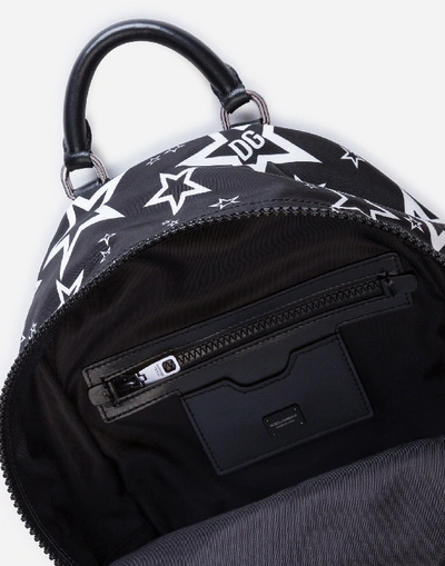 Shop Dolce & Gabbana Mixed Star Print Nylon Vulcano Backpack In Black