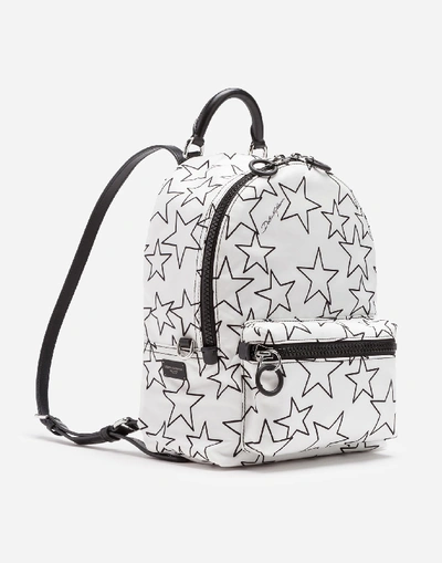 Shop Dolce & Gabbana Mixed Star Print Nylon Vulcano Backpack In Cream