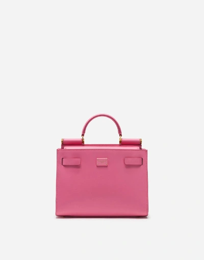 Shop Dolce & Gabbana Small Calfskin Sicily 62 Bag In Pink