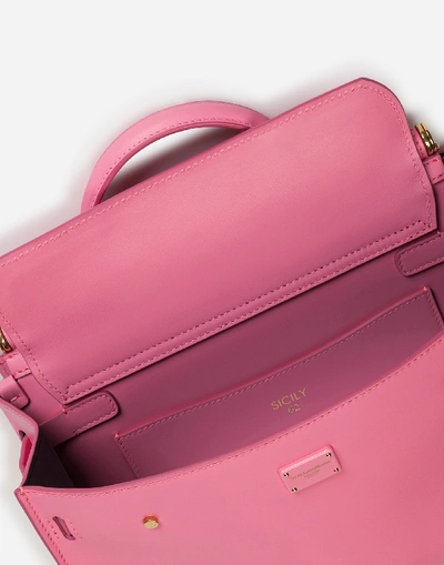 Shop Dolce & Gabbana Small Calfskin Sicily 62 Bag In Pink