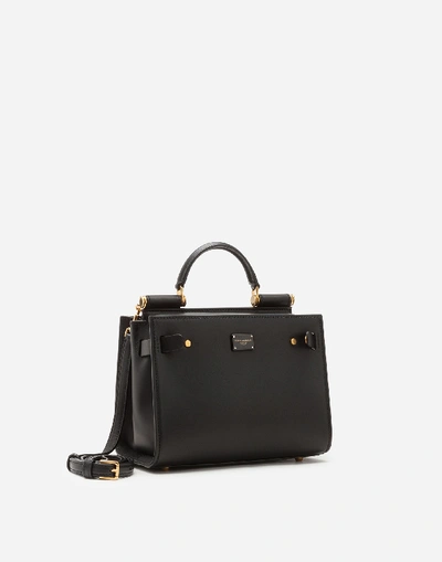 Shop Dolce & Gabbana Calfskin Sicily 62 Mini Bag In Black