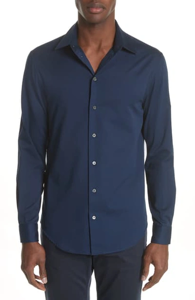 Shop Emporio Armani Slim Fit Solid Shirt In Ink Well